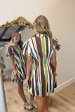 Stella Zip Front Bubble Dress Autumn Stripe