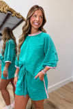 Varsity Stripe Short Set Green