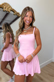 Game Set Scalloped Open Back Athletic Dress Pink