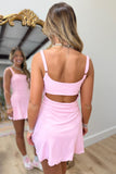 Game Set Scalloped Open Back Athletic Dress Pink