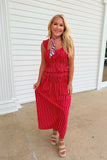 Football Season Striped Skirt Set Red