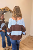 All Seasons Sweater Blue Brown Stripes
