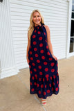 Rebel Dots Halter Dress Navy