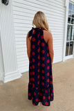 Rebel Dots Halter Dress Navy