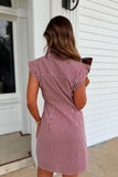 SEC Stripes Pleated Dress Burgundy
