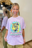 Dreamer Wild & Free Tiger Vintage Graphic Top Lavender