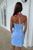 Oxford Encore Halter Dress Blue