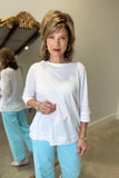 Renuar 3/4 Sleeve Knit Top White