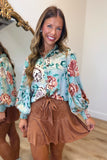 Blooming Beauty Satin Top Mint
