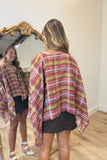 Draped in Love Cape Top Crimson Plaid