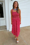 Field Stripes Midi Dress Red