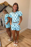 Social Bug Wavy Floral Set Blue