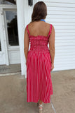 Field Stripes Midi Dress Red