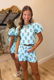 Social Bug Wavy Floral Set Blue