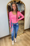 Butter Soft Long Sleeve Scoop Neck Top Taffy Pink