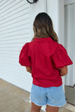 Alumni Bubble Sleeve Blouse Red
