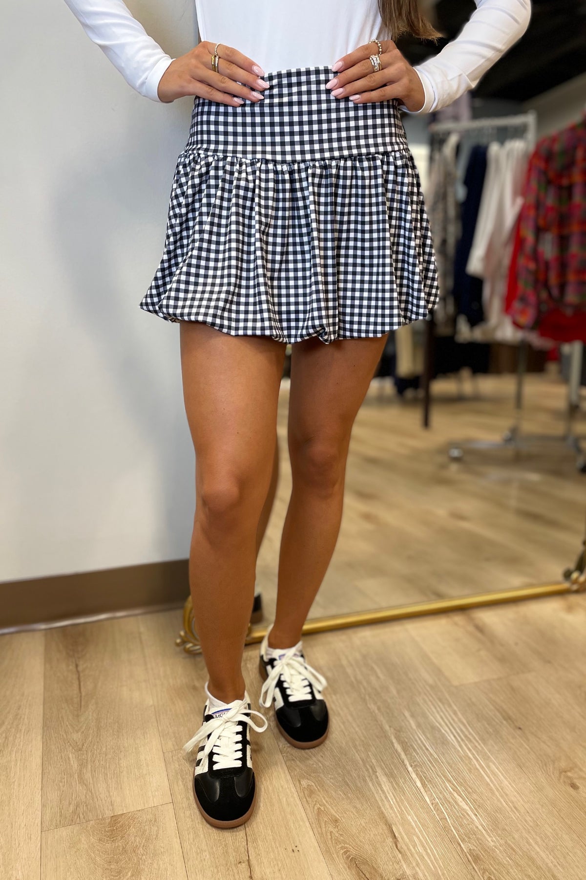 Athletic Bubble Skort Black Gingham