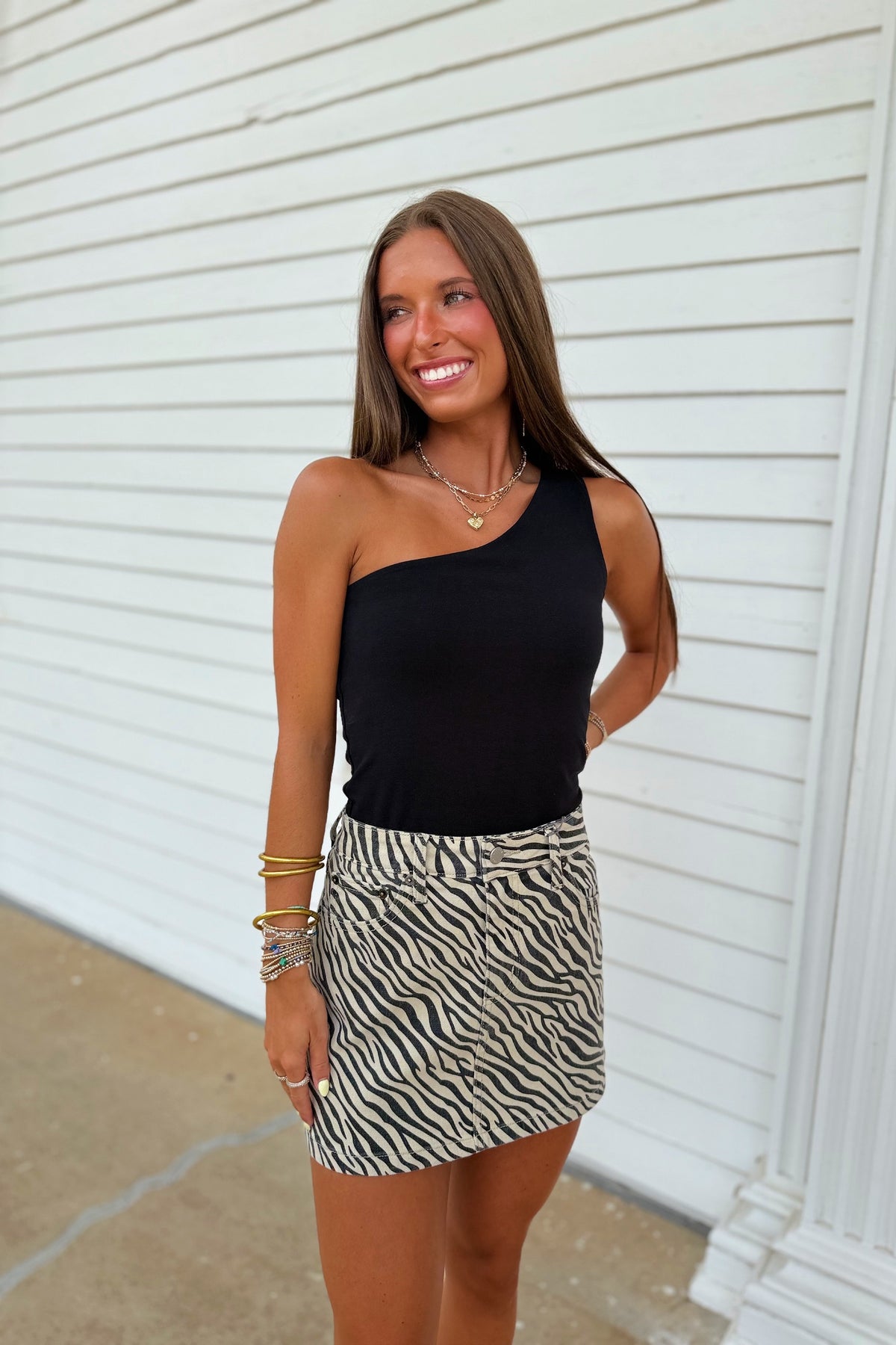 RD Style Sunny Saturday One Shoulder Top Black