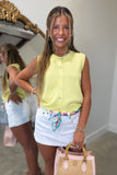Geneva Button Front Sweater Tank Yellow