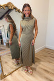 After Dark Pleats Mid Dress Olive