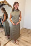 After Dark Pleats Mid Dress Olive