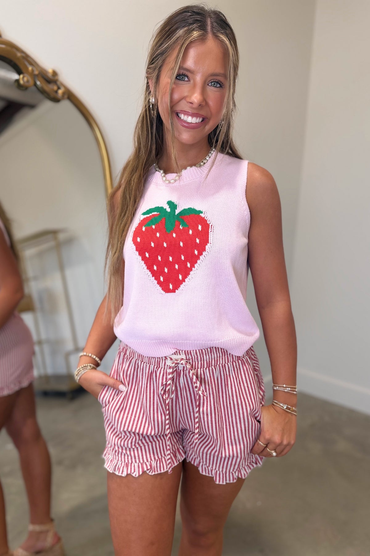Strawberry Fest Sweater Vest Pink