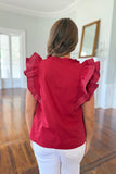 Football Fan Flutter Sleeve Top Maroon