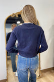Cardigan Craze Eyelet Sweater Navy
