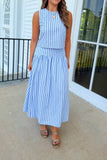 Carolina Stripes Skirt Set Blue
