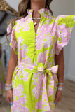 Electric Garden Flutter Sleeve Dress Apple Green