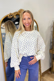 Rowan Raw Edge Textured Top Blue Floral