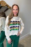 Mardi Gras Sequin Sweater Cream