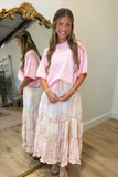 Harvest Cozy Contrast Stitch Sweater Pink