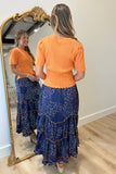 Crisp Morning Scallip Knit Cardigan Top Orange