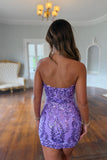 Diamond Dazzle Sequin Homecoming Dress Purple