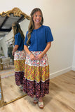 Mixed Media Floral Midi Skirt