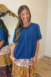 Umgee Short Sleeve Sweater Cardigan Navy