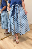 Dotted Darling Midi Skirt Blue