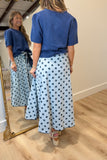 Dotted Darling Midi Skirt Blue