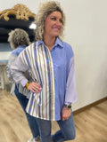 Striped Story Long Sleeve Blouse Blue
