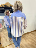 Striped Story Long Sleeve Blouse Blue