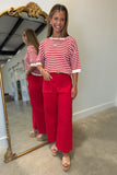 Spicy Scalloped Pocket Pants Red