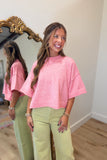 Fall Fest Short Sleeve Sweater Pink