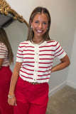 Main Street Stripe Sweater Red
