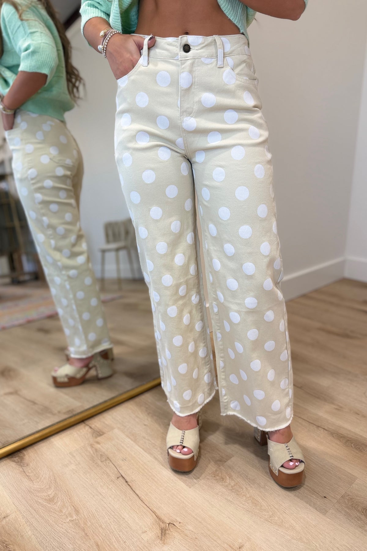 Good Life Polka Dot Jeans Beige