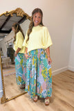 Fall Into Color Patch Print Wide Leg Pants