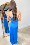 Juliette Satin Strapless Prom Dress Blue