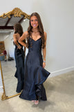 High Society Ruffled Prom Dress Black