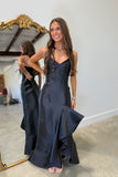 High Society Ruffled Prom Dress Black