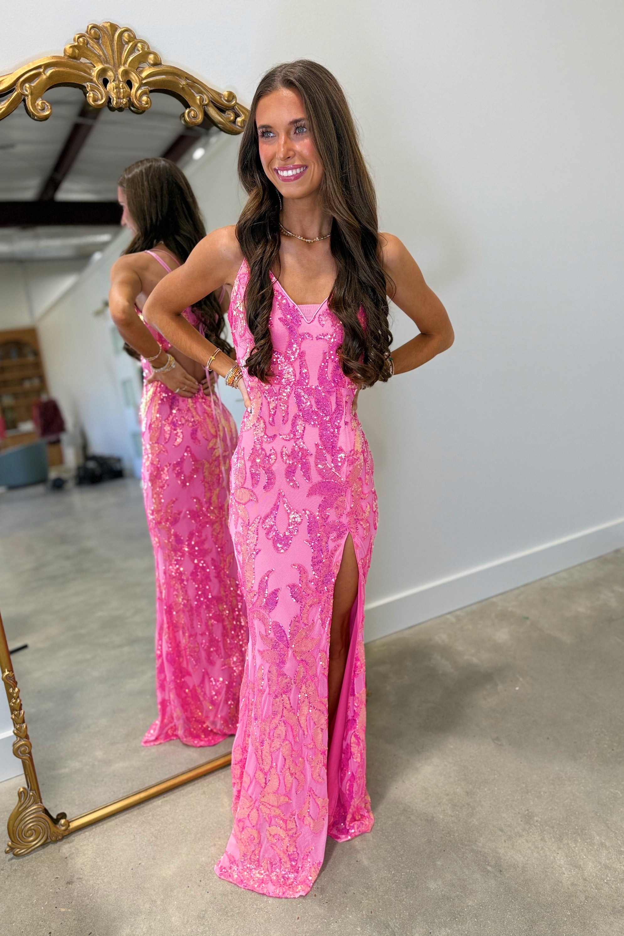 Rosalie Prom Dress Iridescent Pink – Expectations Too